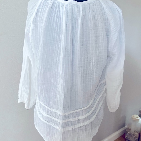 Michael Stars White Pleated Blouse with Relaxed Sleeves - Picture 3 of 6